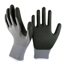 NMSAFETY good quality 13 gauge grey nylon coated black nitrile glove /Industrial Work gloves/ good grip gloves